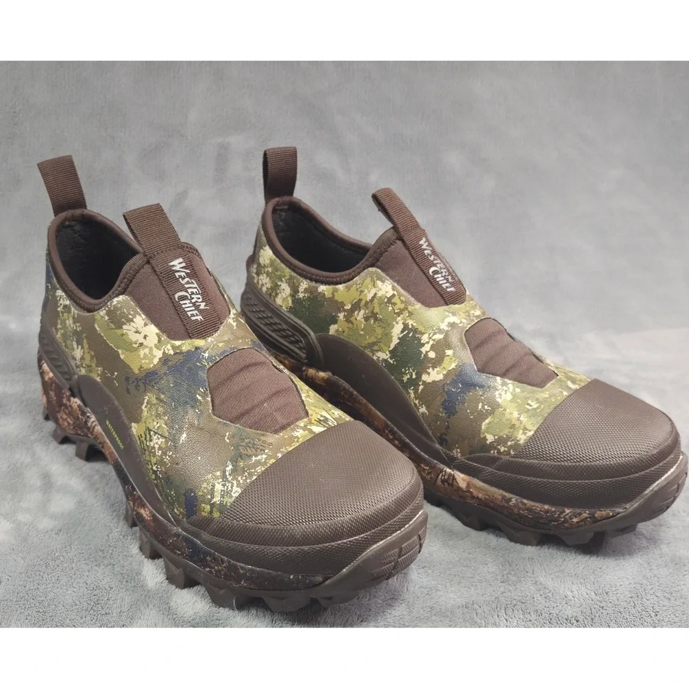 Western Chief Mens Camo Waterproof Garden Shoes Size 8 Brown Rubber Neoprene